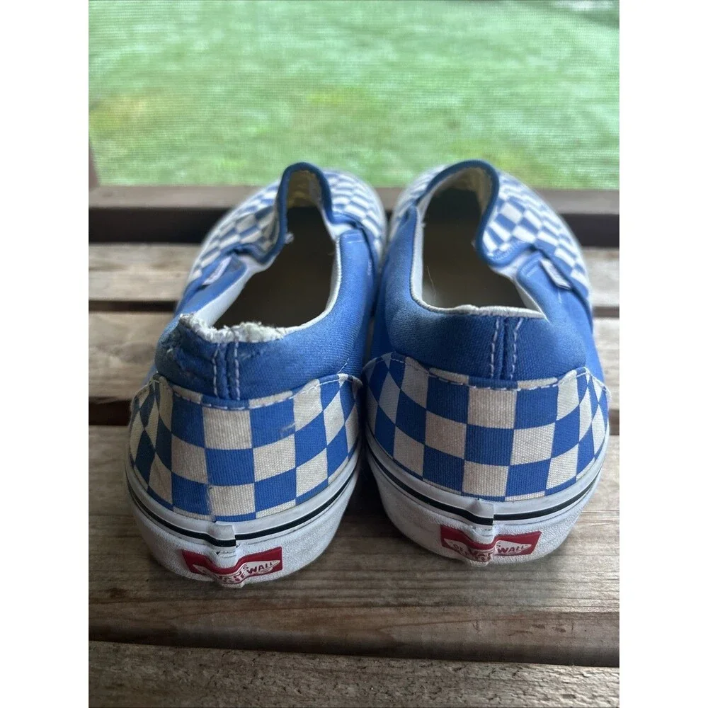 Vans Classic Checkerboard Slip-On Shoes Mens 12 Blue White Sneakers Unisex